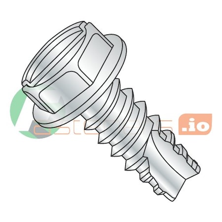 Newport Fasteners Thread Cutting Screw, #8 x 3/8 in, Zinc Plated Steel Hex Head Slotted Drive, 10000 PK 283982